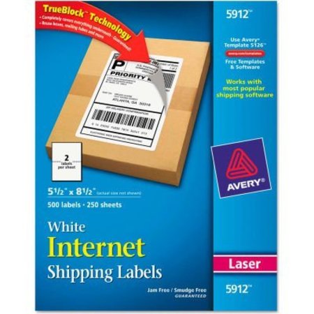 AVERY Avery® Shipping Labels with TrueBlock Technology, 5-1/2 x 8-1/2, White, 500/Box 5912